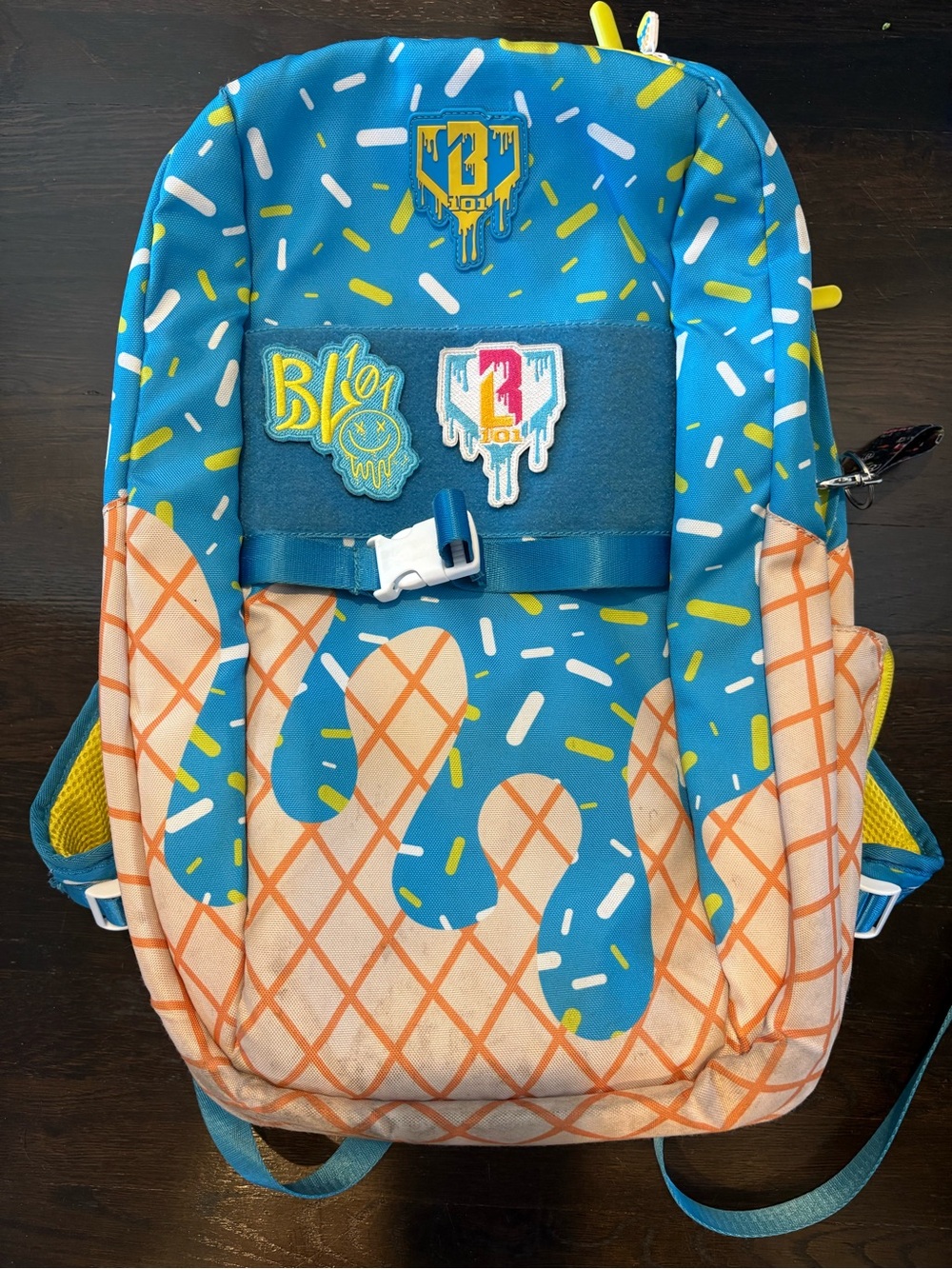 Baseball Lifestyle Kids Ice Cream Print Blue and yellow Backpack